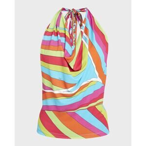 Pucci Abstract-Print Cowl Halter Top - 38